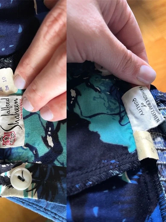 Rare Vtg 1950s Alfred Shaheen blue Hawaii island scene sweetheart wrap dress XS - Picture 15 of 16